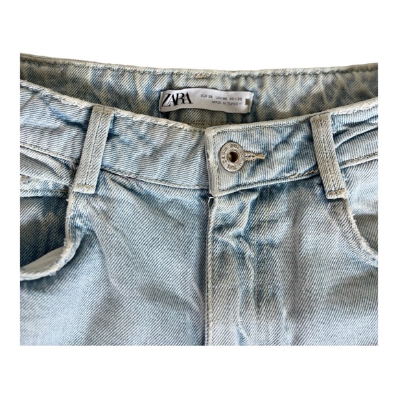 ZARA HIGH WAISTED RIPPED LIGHT BLUE JEANS - Picture 8 of 8
